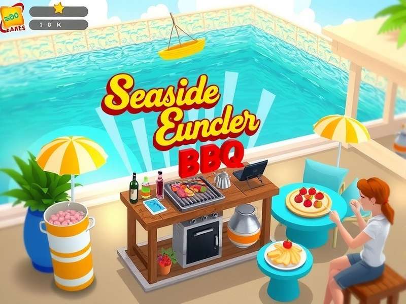 Seaside BBQ Celebration gameplay scene Seaside BBQ Celebration game screenshot showing coastal BBQ setup